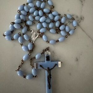 Elegant Blue Rosary Necklace ITALY
